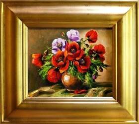 Obraz - Maki - olejny, ręcznie malowany 43x48cm