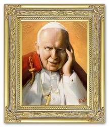 Obraz - Papież Jan Paweł II - olejny, ręcznie malowany 27x32cm