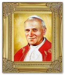 Obraz - Papież Jan Paweł II - olejny, ręcznie malowany 27x32cm