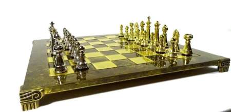 Ekskluzywne duże szachy metalowe Staunton 44x44 cm