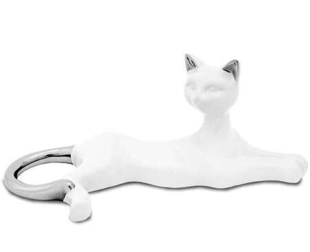 Figurka Kot kolor biały ceramika wys.8,5cm