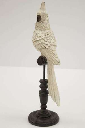 Figurka Papuga ozdoba biała brązowa 35,5x10cm