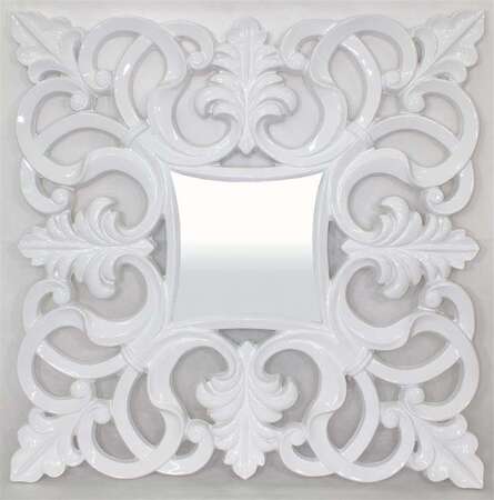 Kwadratowa Stylowa Rama Lustro Biały 101x101 cm