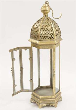 Mały Lampion Metalowy Złoty Ozdobny wys.57-58cm