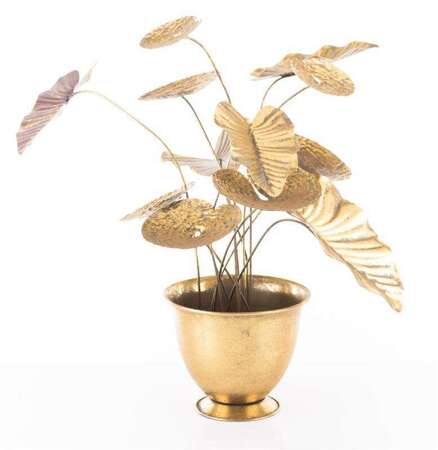 Metaloplastyka złota doniczka z kwiatem 54x60x42cm