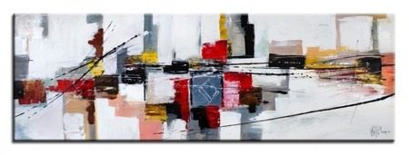 Obraz - Abstrakcje - olejny, ręcznie malowany 50x150cm