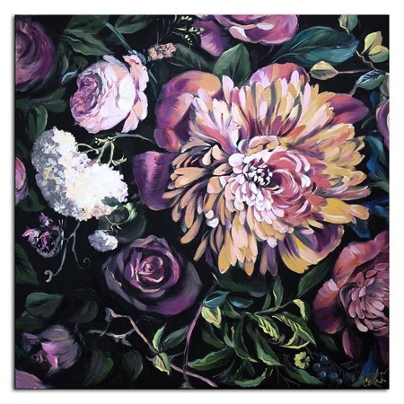 Obraz "Kwiaty nowoczesne" ręcznie malowany 60x60cm