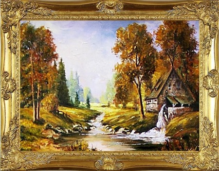 Obraz "Pejzaz tradycyjny" ręcznie malowany 37x47cm
