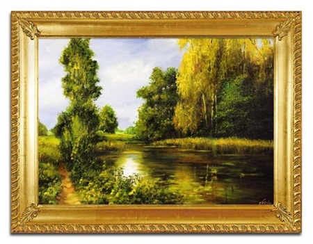 Obraz "Pejzaz tradycyjny" ręcznie malowany 63x84cm