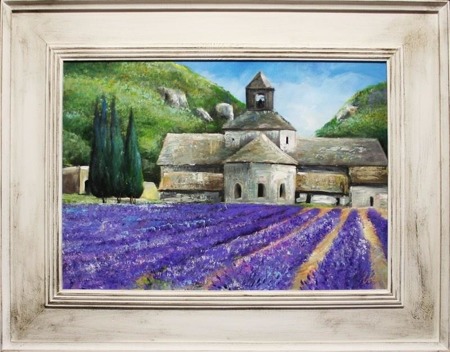 Obraz "Pola lawendowe" ręcznie malowany 76x96cm