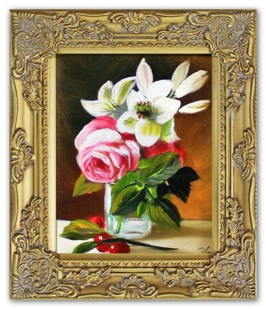 Obraz "Roze" ręcznie malowany 27x32cm