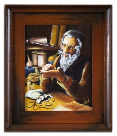 Obraz "Żyd na szczęście" ręcznie malowany 27x32cm