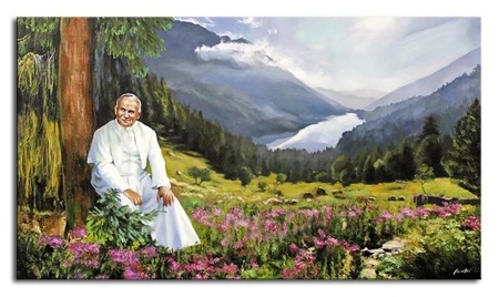 Papież Jan Paweł II ręcznie malowany 80x140cm