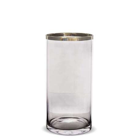 Szklany Wazon z Złotym Paskiem Cylinder Tuba h:30