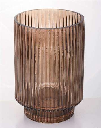 Wazon szklana tuba ozdobiona brązowa wys.18cm