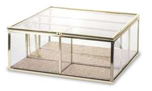 Szkatułka szklana oprawa metal 9,5x20x20,5 cm