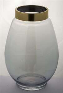 Szklany wazon niebieski z złotą obwódką 34x19x19 cm